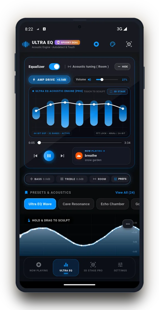 The Ultra EQ equalizer screen